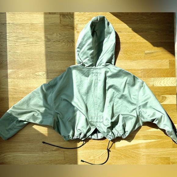 rag & bone Jackets & Blazers - Rag & Bone Women’s Green Shiny Hooded Cropped Jacket | Size XS